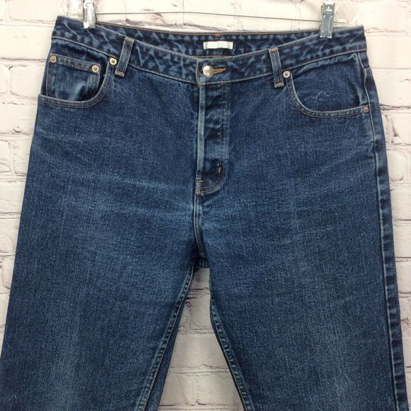 Halogen Jeans Women's Sz 14R Button Fly Cropped Cut-Off Raw Hem Med Wash Stretch - Picture 7 of 8